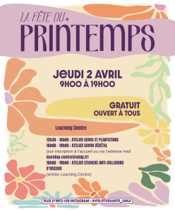 gratuit sur inscription à l'accueil ou via learning-centre@umlp.fr