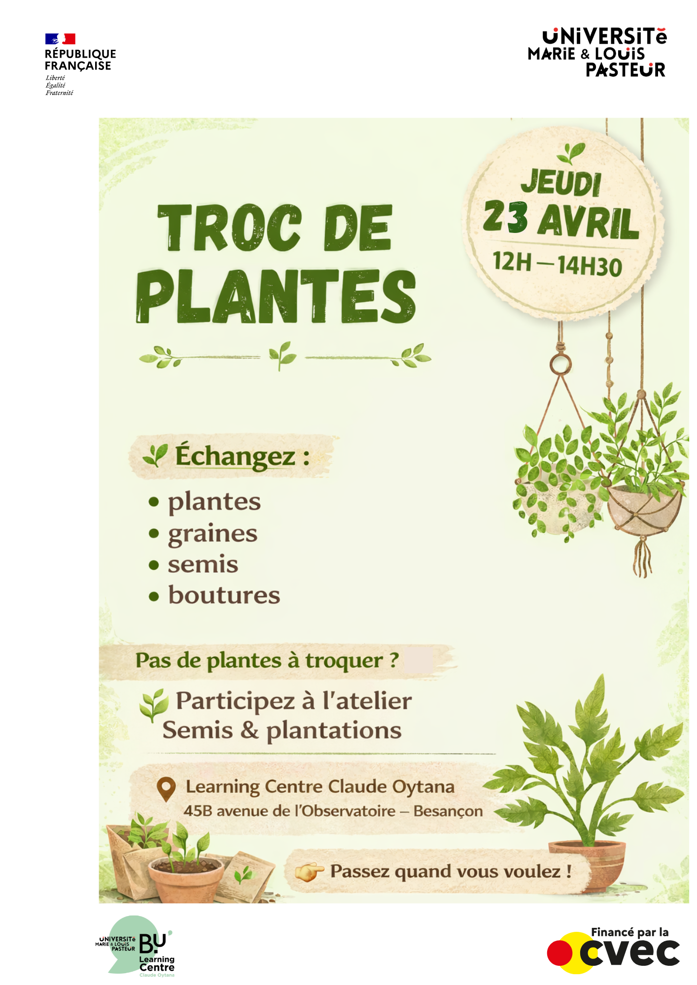 Echangez plantes, graines, semis, boutures. Pas de plantes à troquer ? Participez à l'atelier semis et plantations